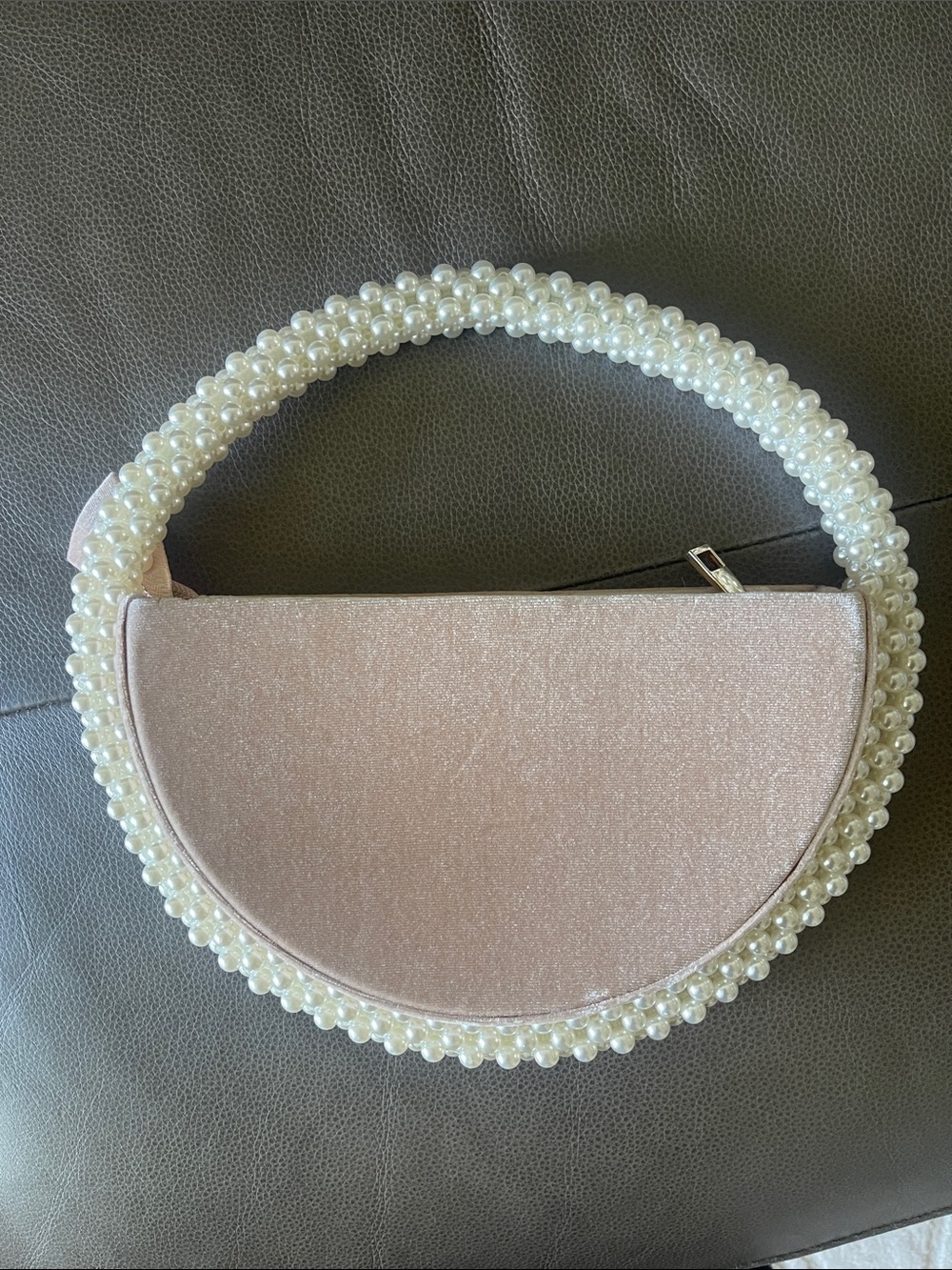 SHEIN Pearl-Trim Half Moon Mini Bag in Light Pink